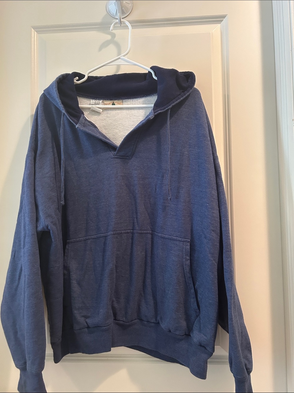 Northwest Territory Men's Blue Fully Thermal Lined Pullover Hoodie 1/4 button XL